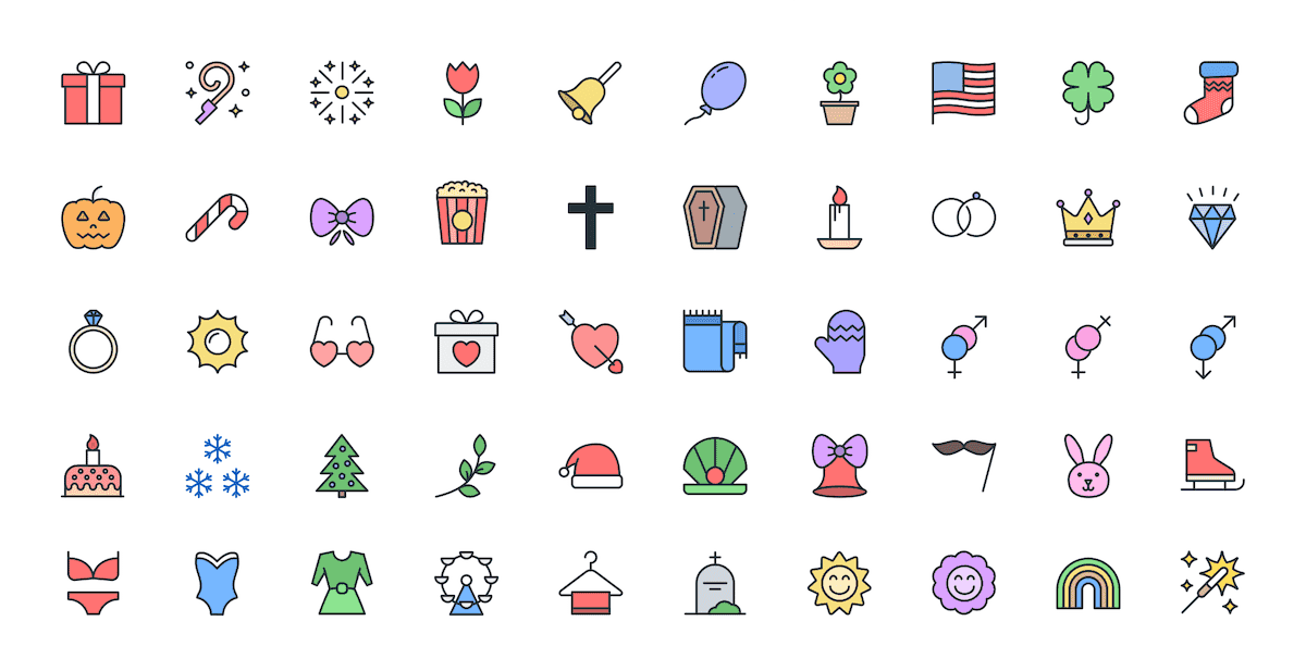 Colorful Icons - 14 Holidays